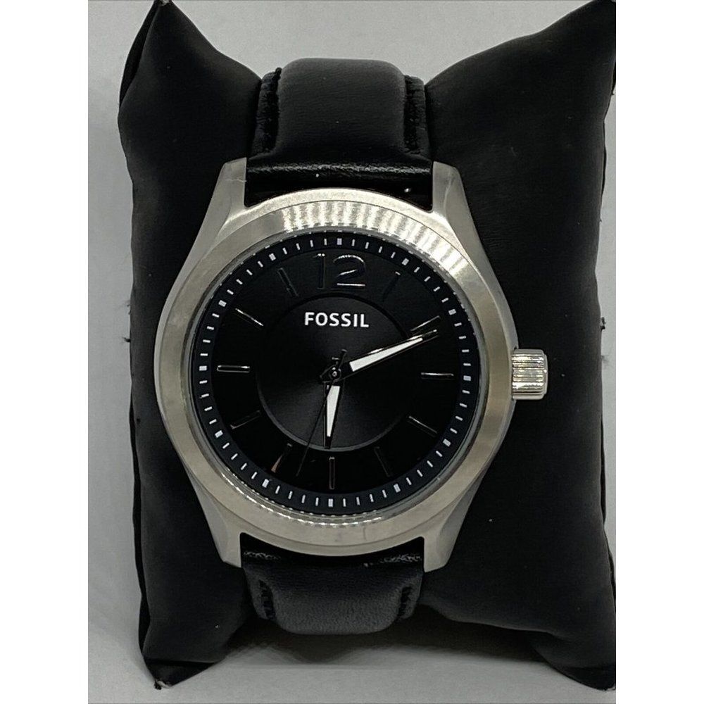 Fossil Editor BQ2337 Men's Black Leather Analog Di
